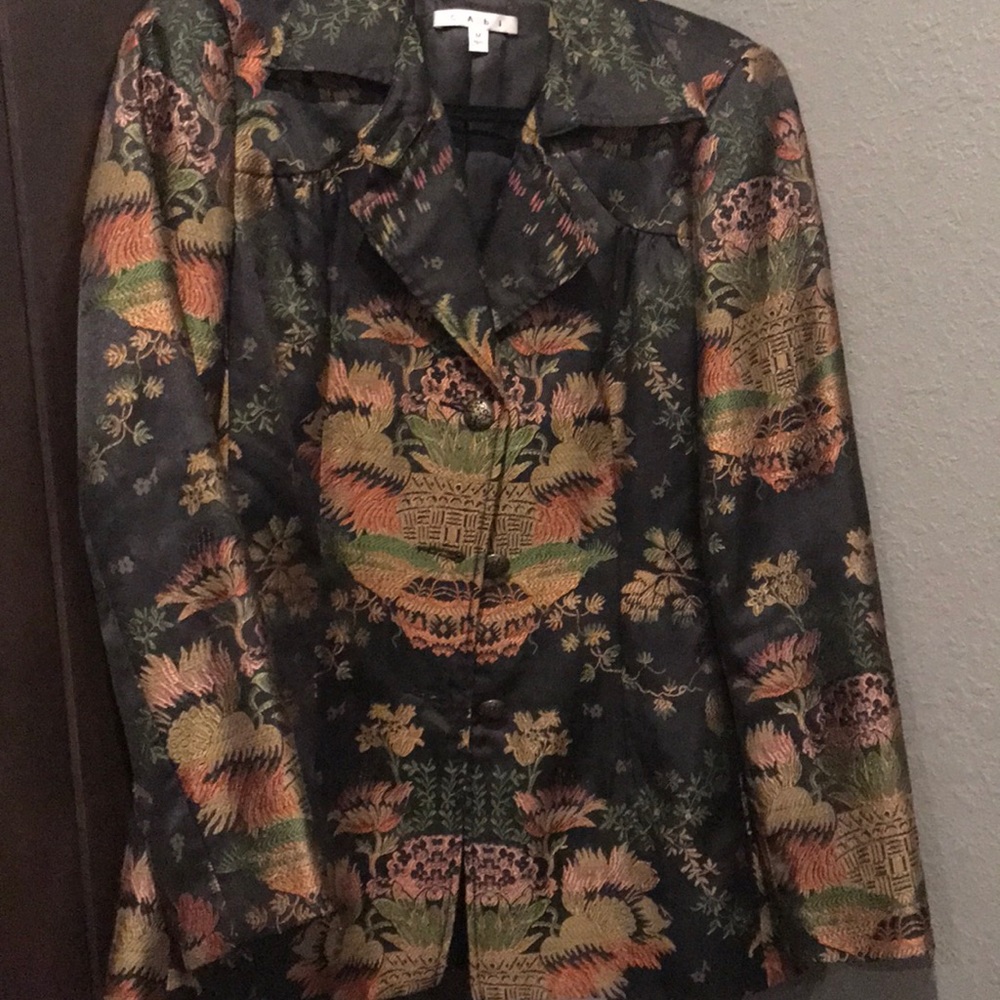 cabi floral satin brocade blazer opera coat #704